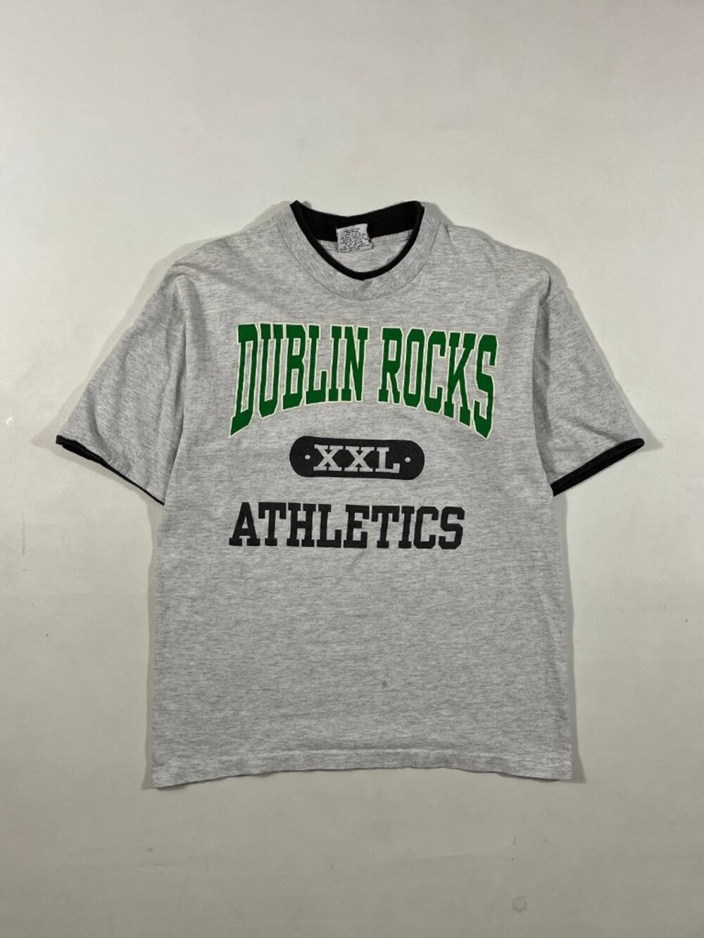 Vintage 90s Signal Sports Dublin Rocks XXL Athletics Heather Gray Varsity Tee L